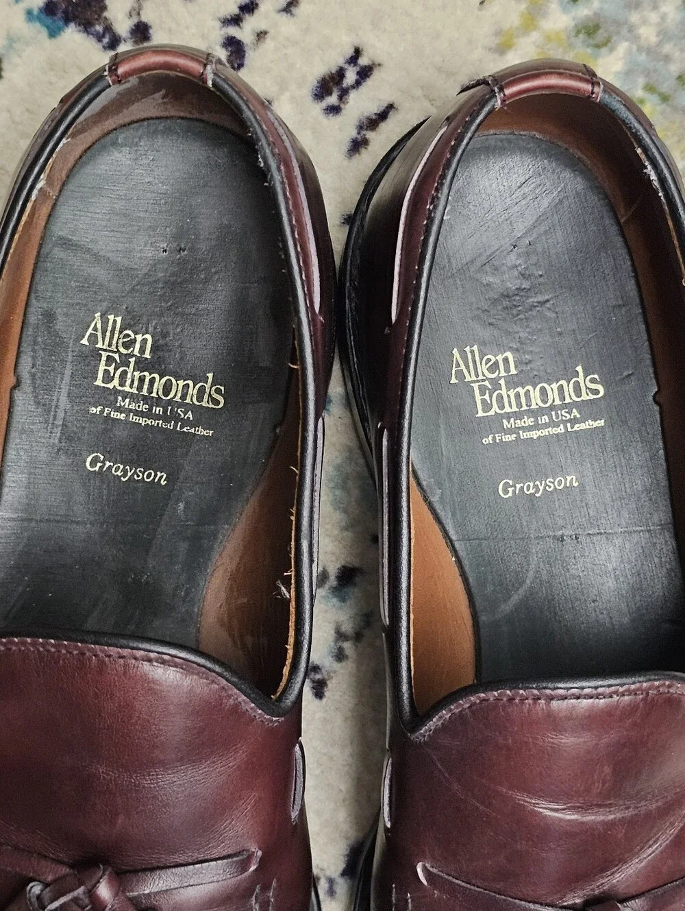 Allen Edmonds Grayson Tassel Loafers Men's Dress Shoes 8.5 D Burgundy Oxblood